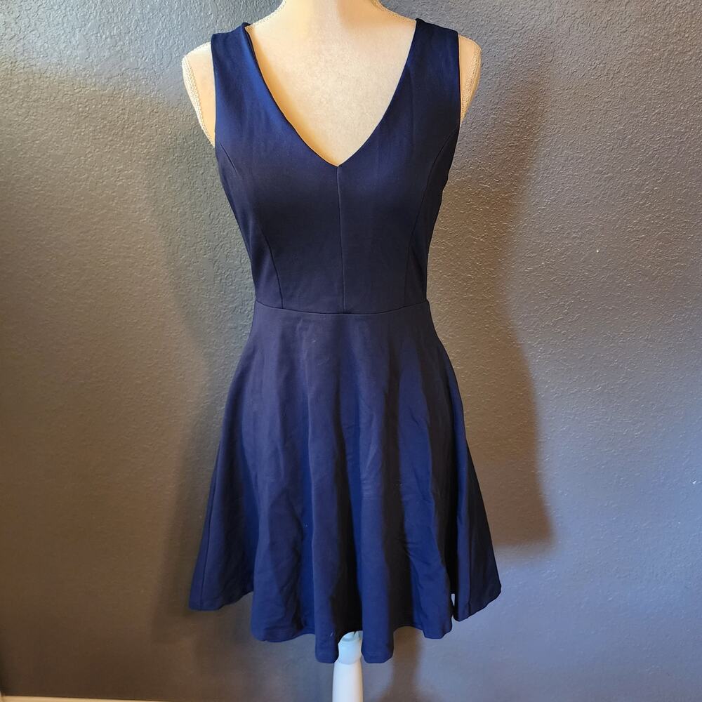 LULUS Bon Appetit Skater Dress In Navy Blue Medium